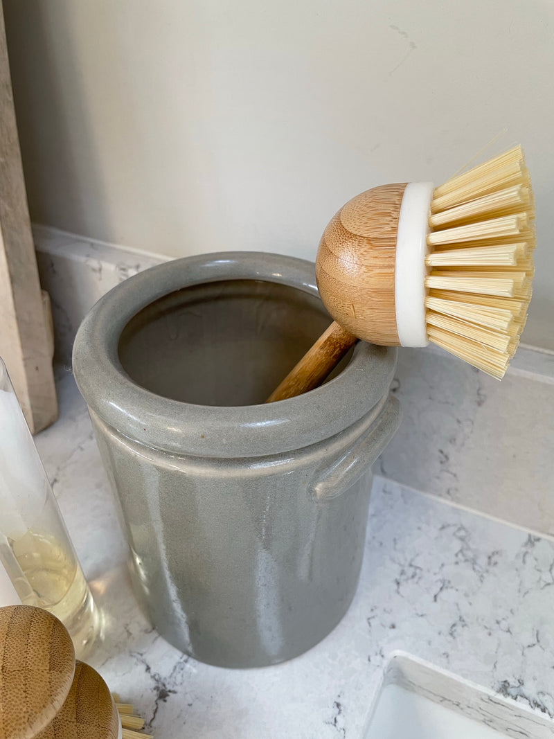 Long handled wooden washing up brush