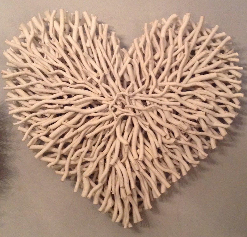 Huge white chunky twig heart