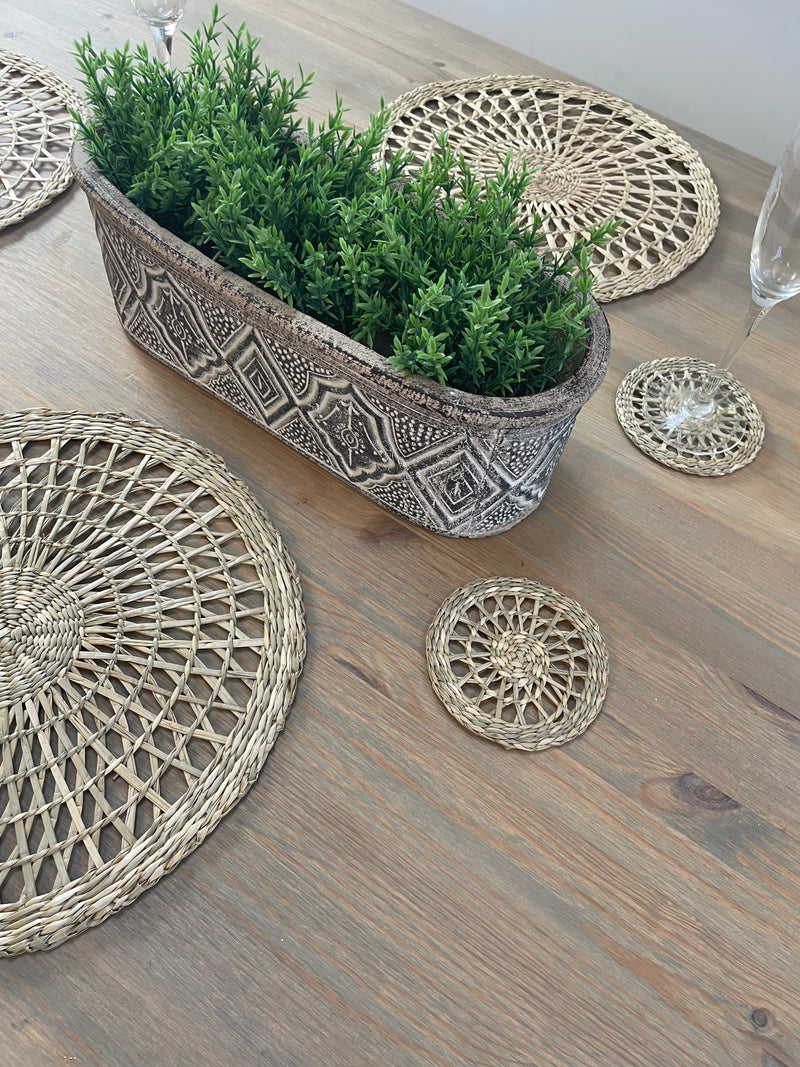 Seagrass Weave woven Round Placemats Set Of 4