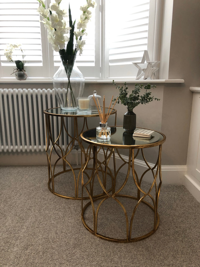 Large gold lattice side table