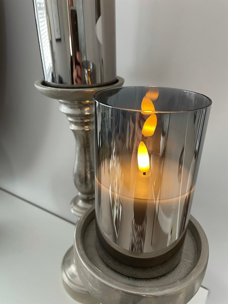 Smoked Grey Flameless LED candle 13cm