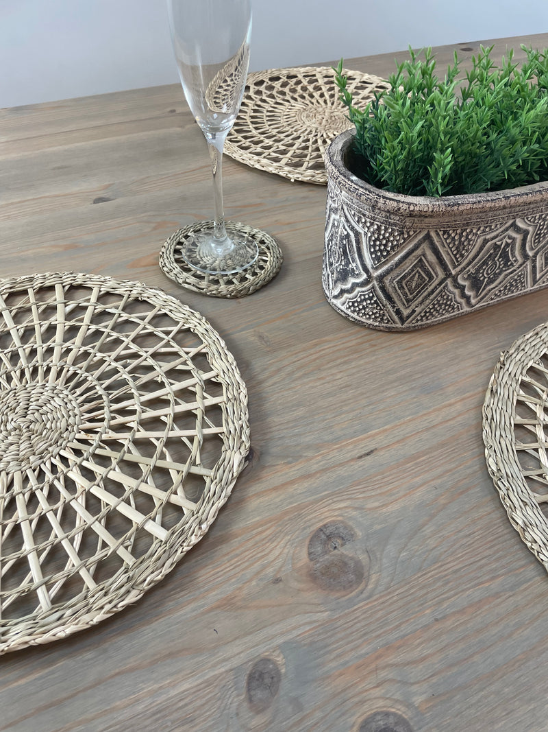 Seagrass Weave woven Round Placemats Set Of 4