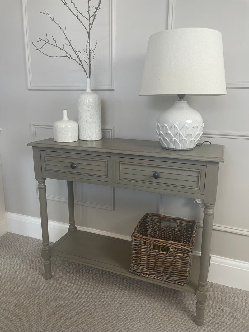 Taupe two drawer console