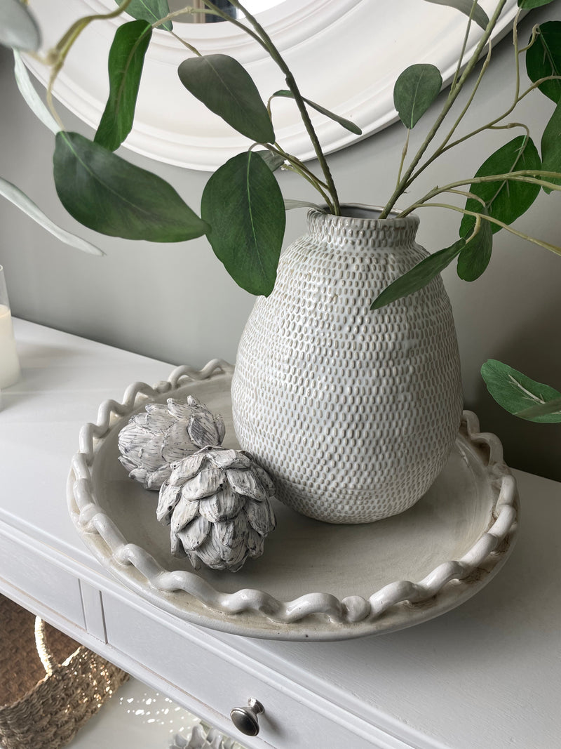 White woven textured vase