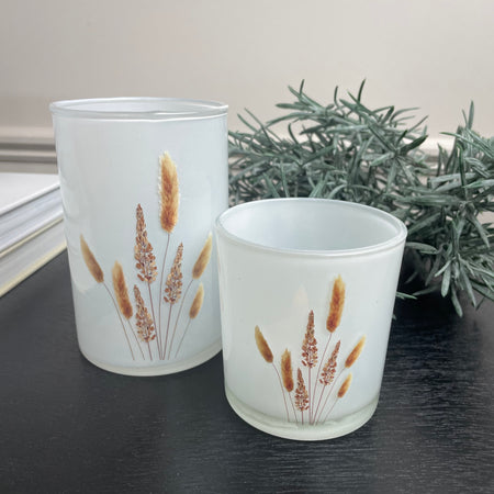 Small pampas grass candle holder