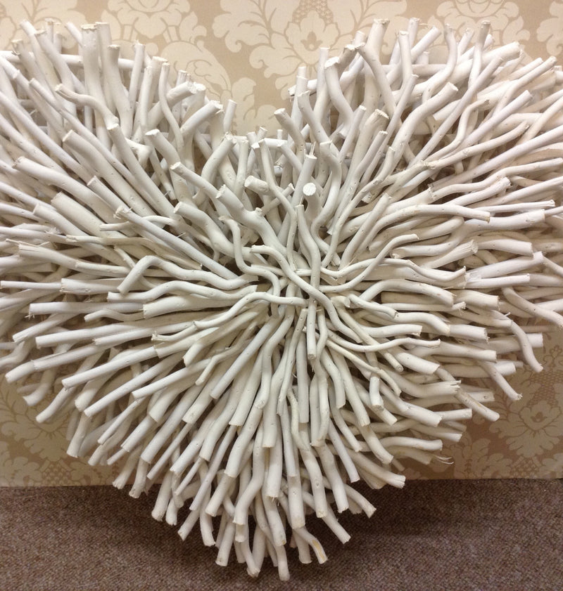 Huge white chunky twig heart