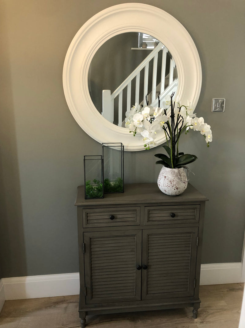 Taupe Louvre 2 door drawer cupboard sideboard