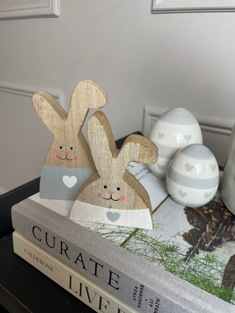 Easter Wooden white rabbit