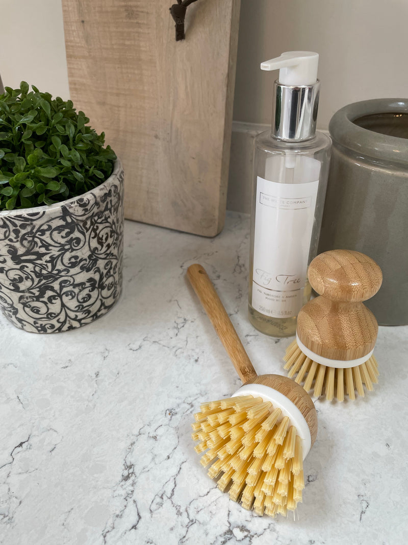 Long handled wooden washing up brush