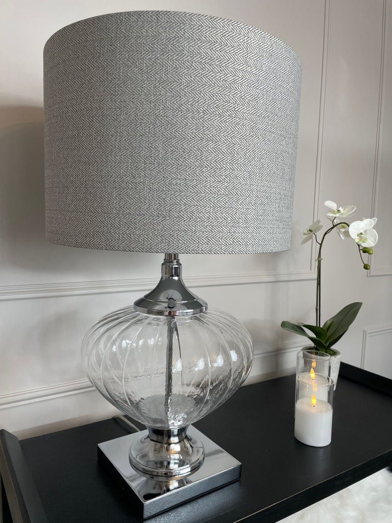 Bulbous Verona glass chunky lamp with shade