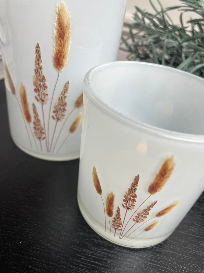 Small pampas grass candle holder