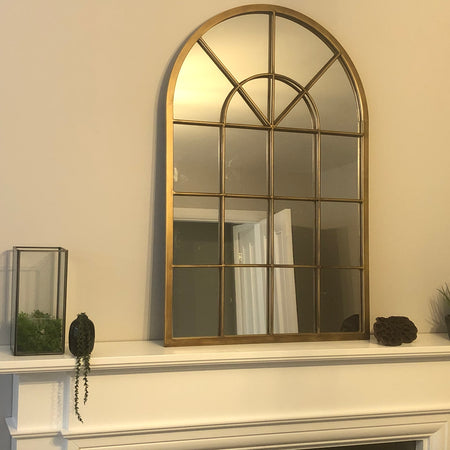 Gold arched window mirror 90cm by 60cm