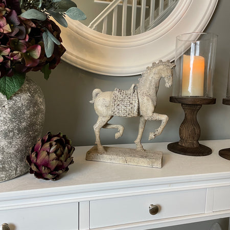 Prancing stone horse ornament