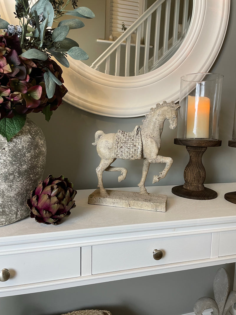 Prancing stone horse ornament