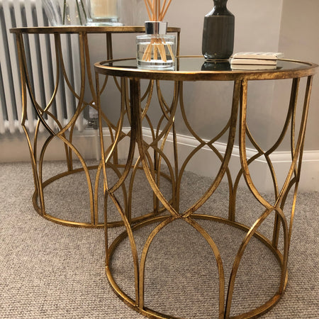 Large gold lattice side table