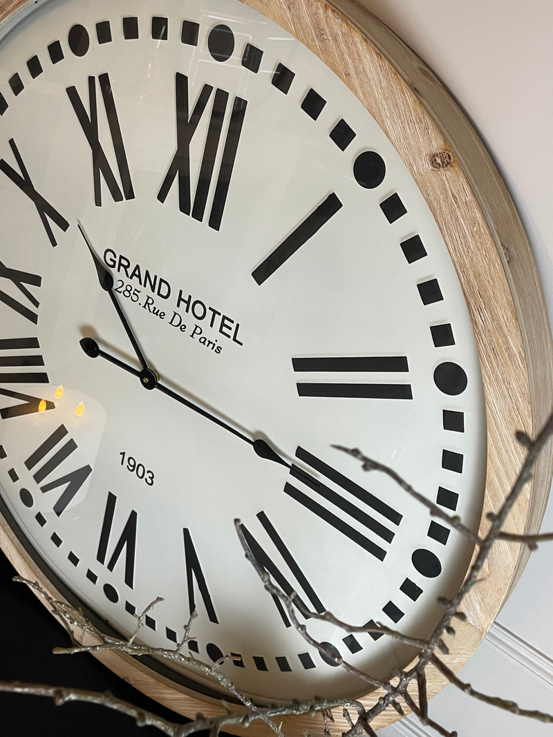 Grand hotel huge wooden clock