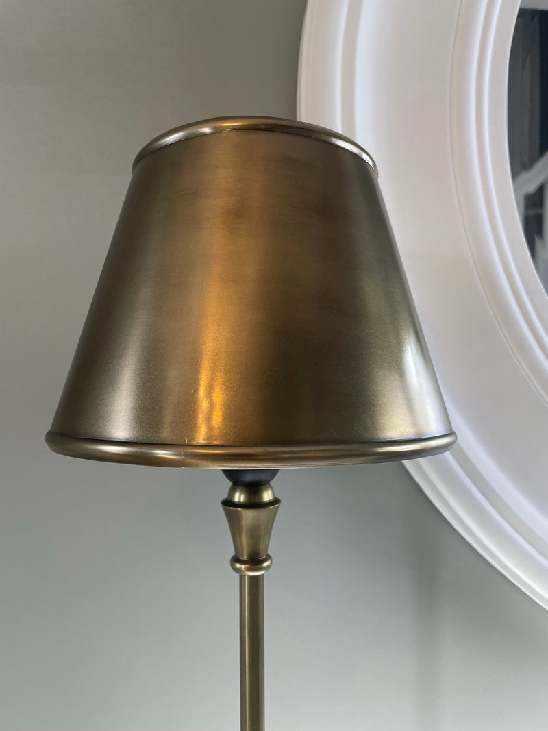 Antique brass gold slim lamp with metal shade