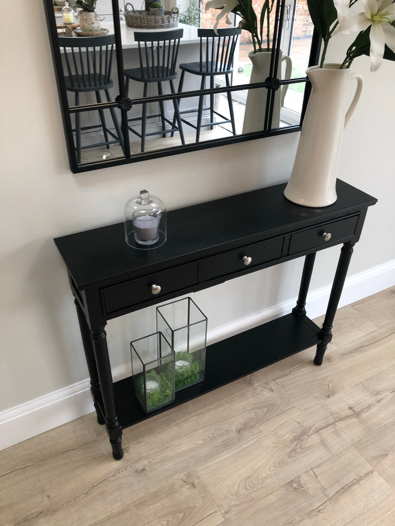 Black slim console table