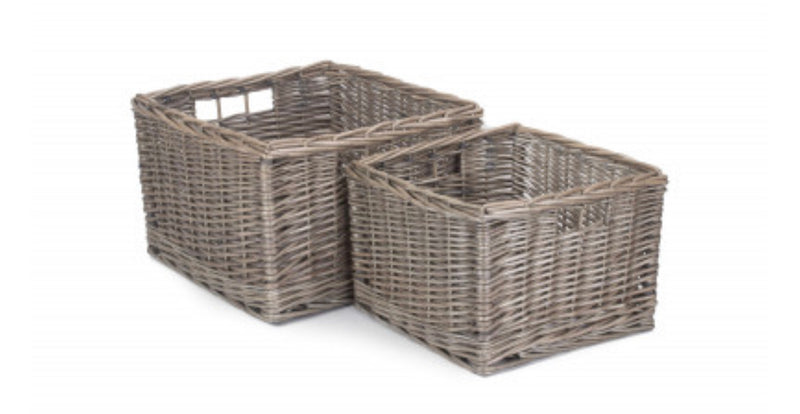 Square dark wash wicker basket