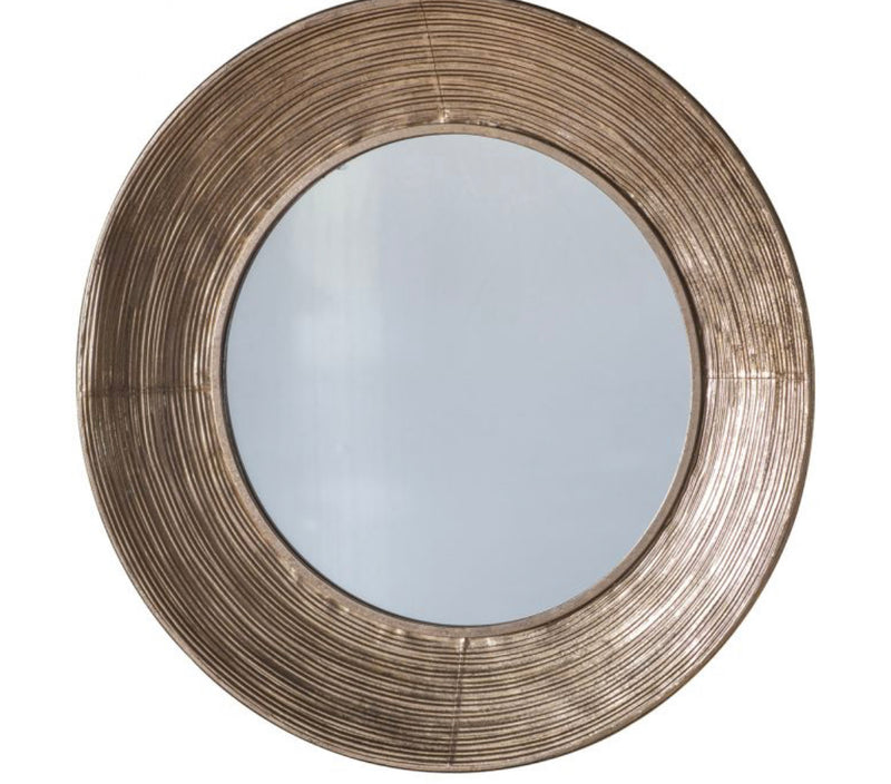 Large Gold ribbed edge round mirror 72cm