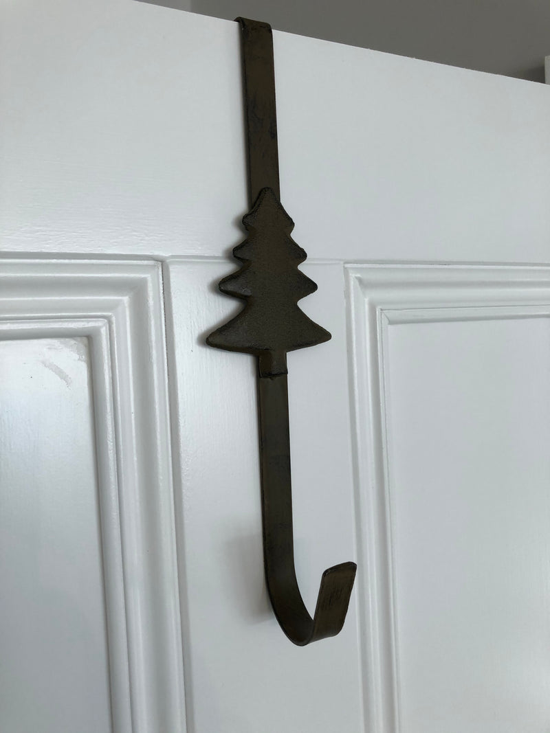 Iron Christmas tree stag reindeer star wreath door hanger hook 3 styles