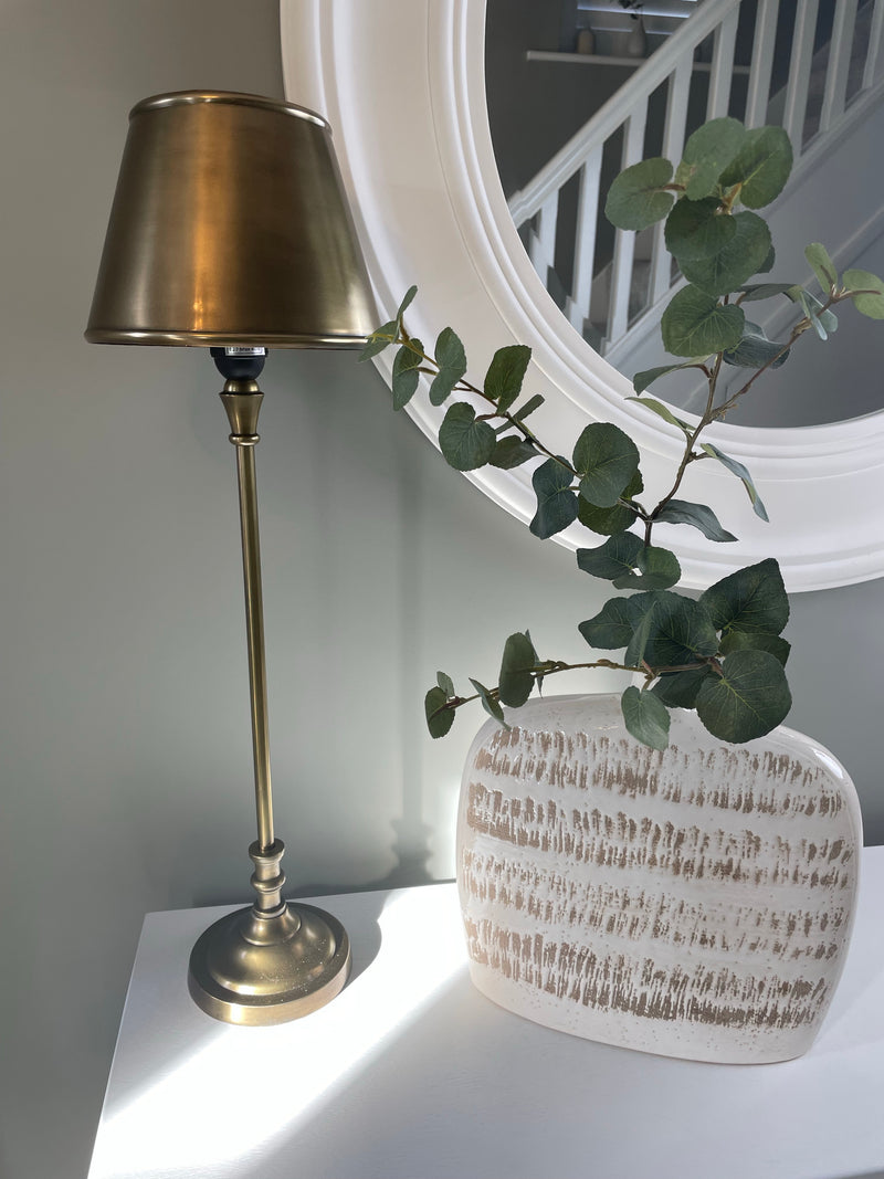 Antique brass gold slim lamp with metal shade