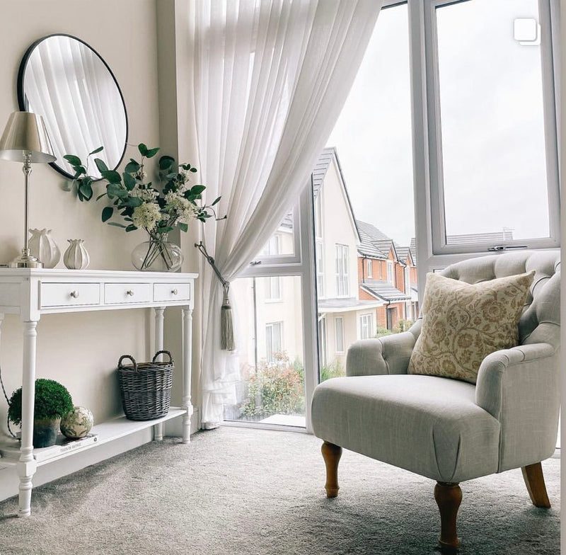 White large long 3 drawer console table