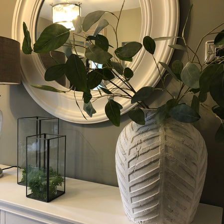 Bloomville large chevron stone rustic vase