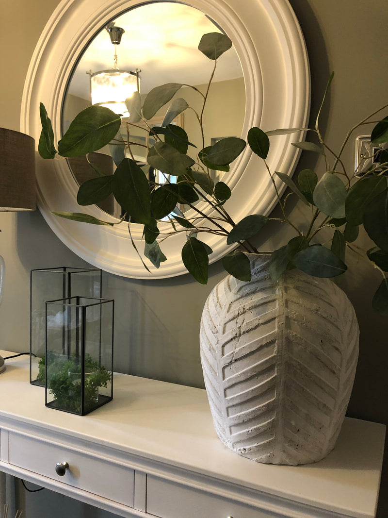 Bloomville large chevron stone rustic vase