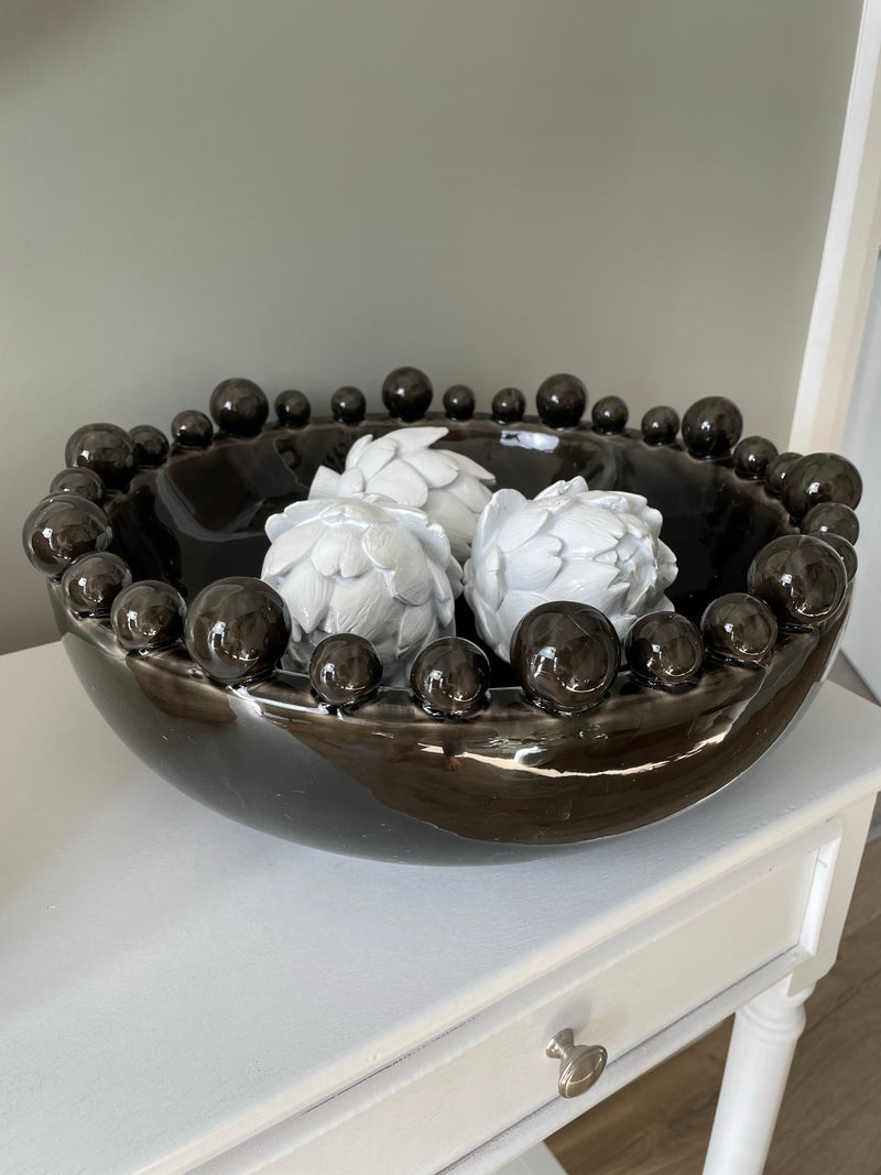 Black chunky ceramic bobble bowl