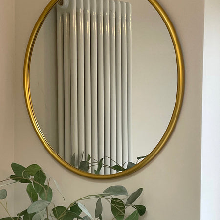 Gold round rim mirror 50cm