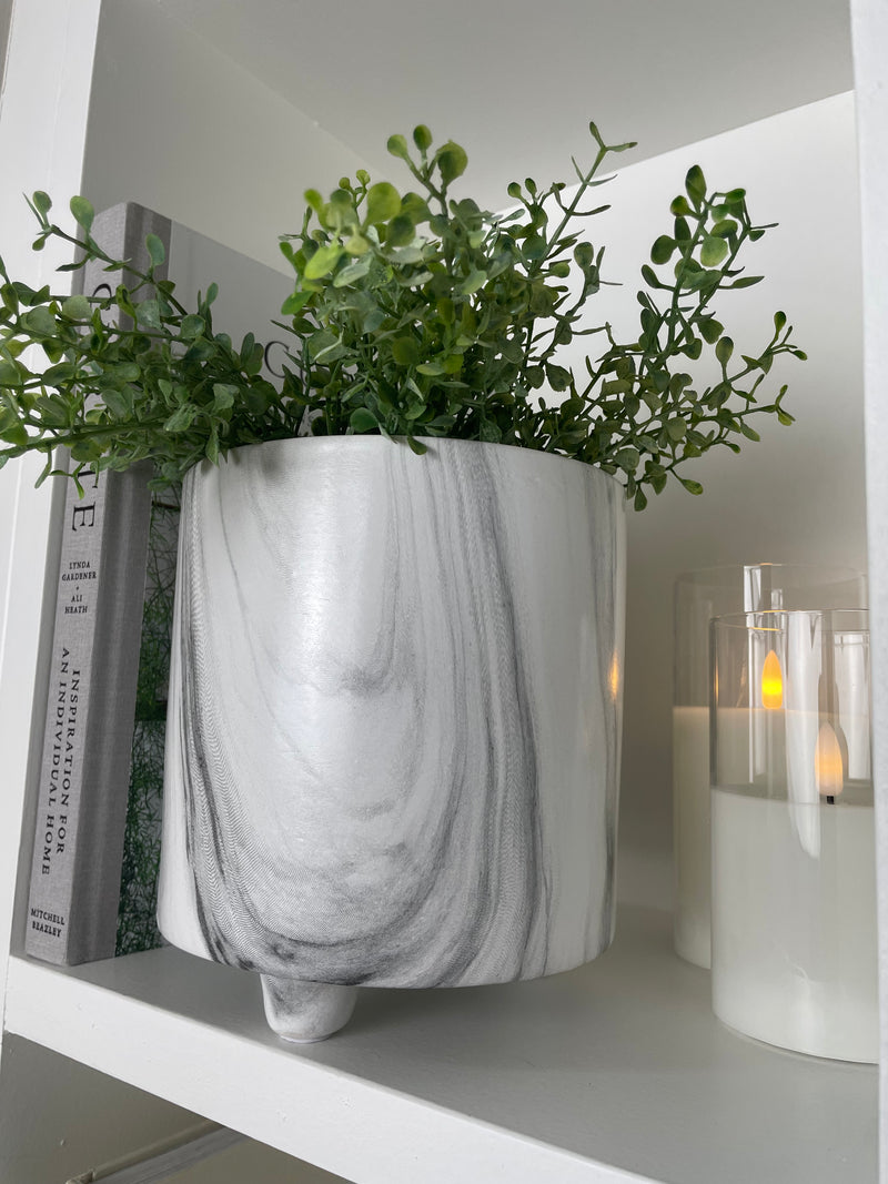 Large Chunky marble plant pot on feet
