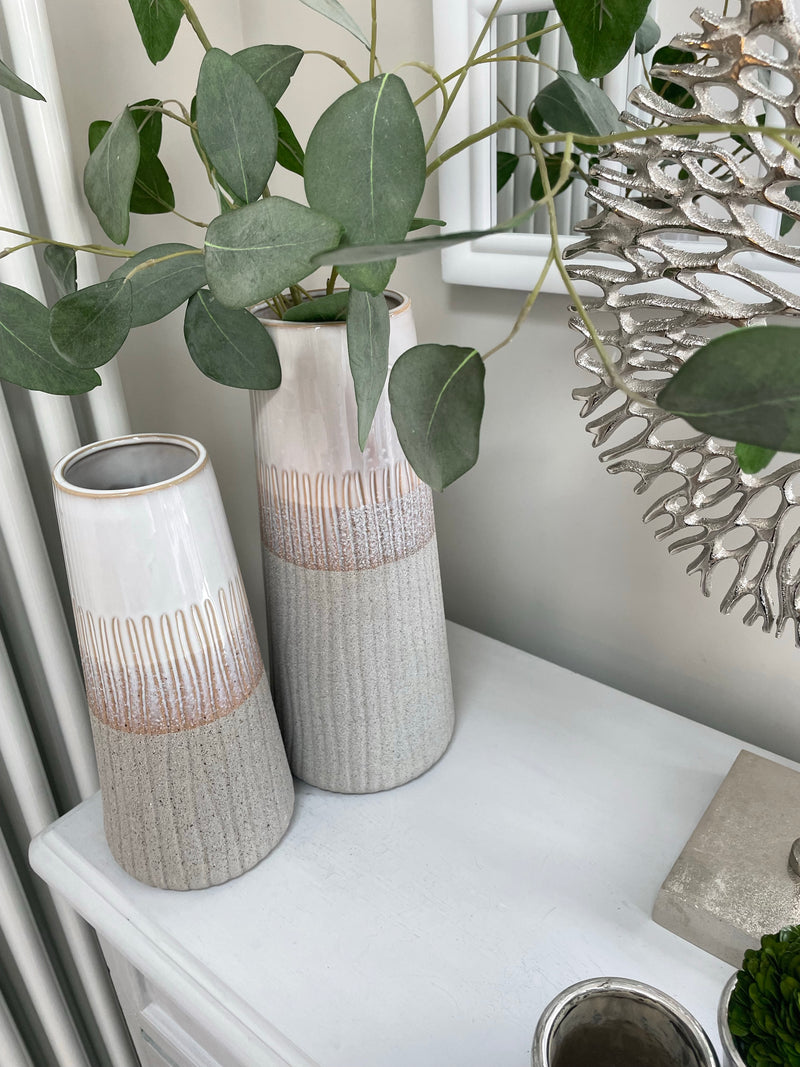 Natural grey sandstone two tone ombré vase
