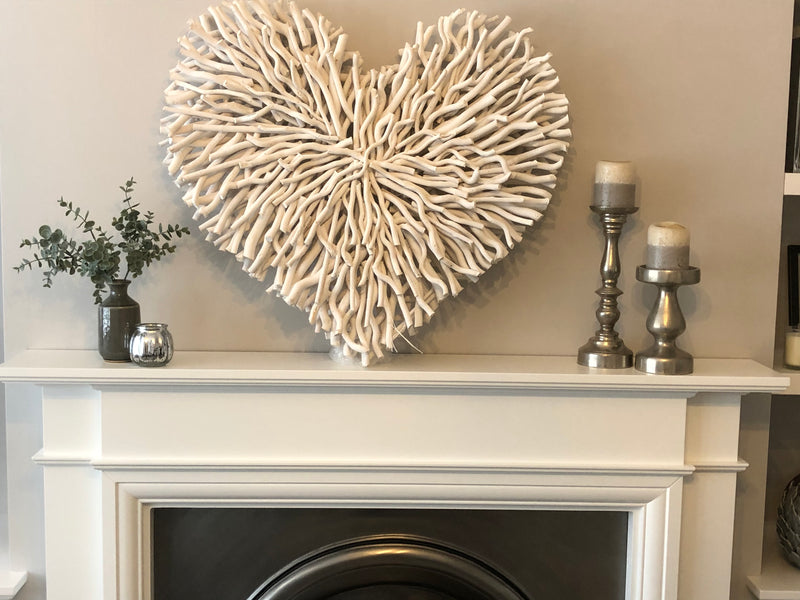 Huge white chunky twig heart