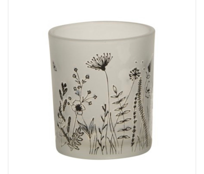 Small black wild flower candle holder