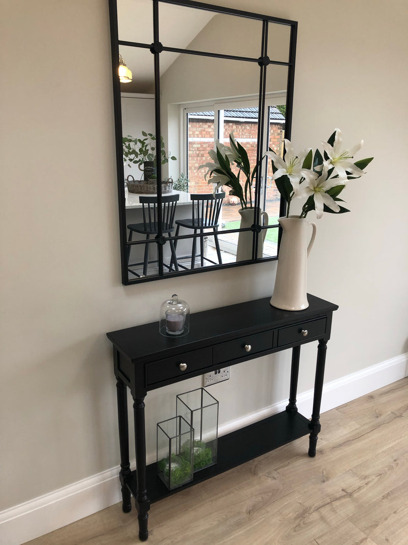 Black slim console table