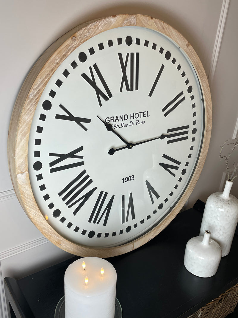 Grand hotel huge wooden clock