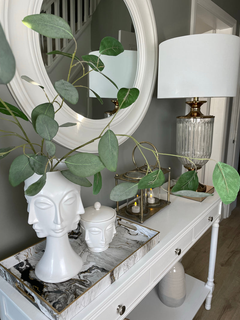 Large white and gold marble tray