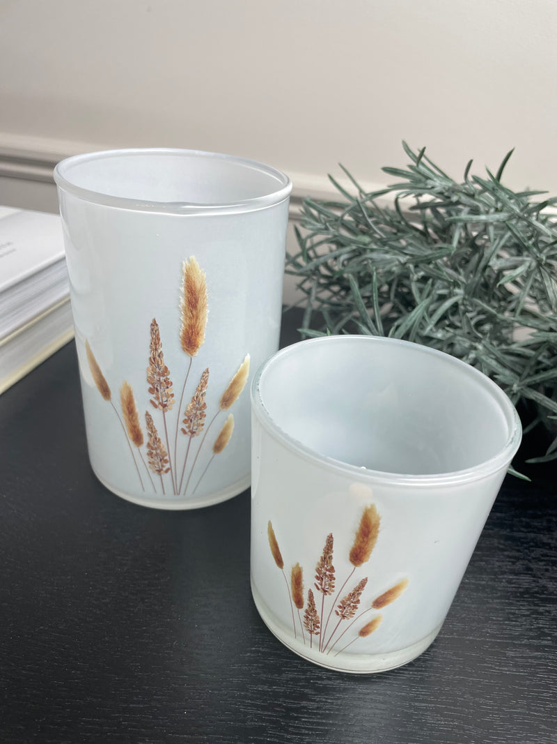 Small pampas grass candle holder