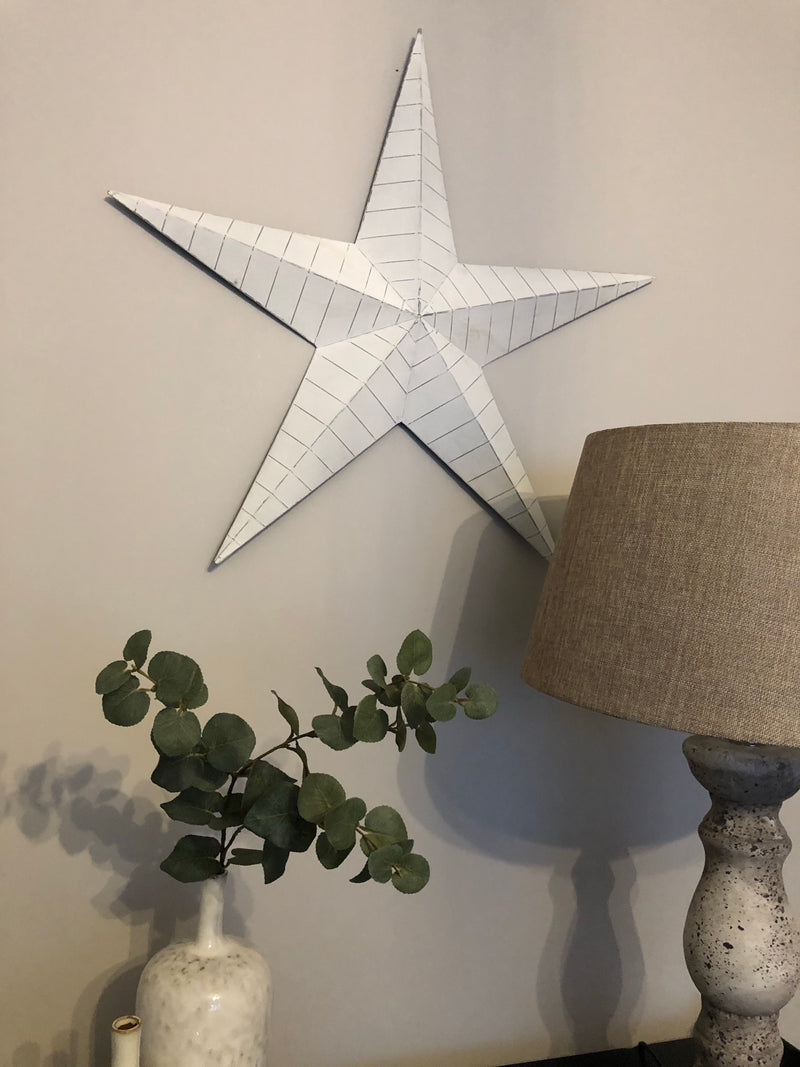 Extra Large white lined metal barn star 74cm
