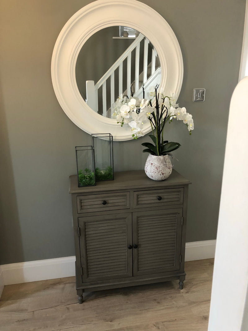 Taupe Louvre 2 door drawer cupboard sideboard