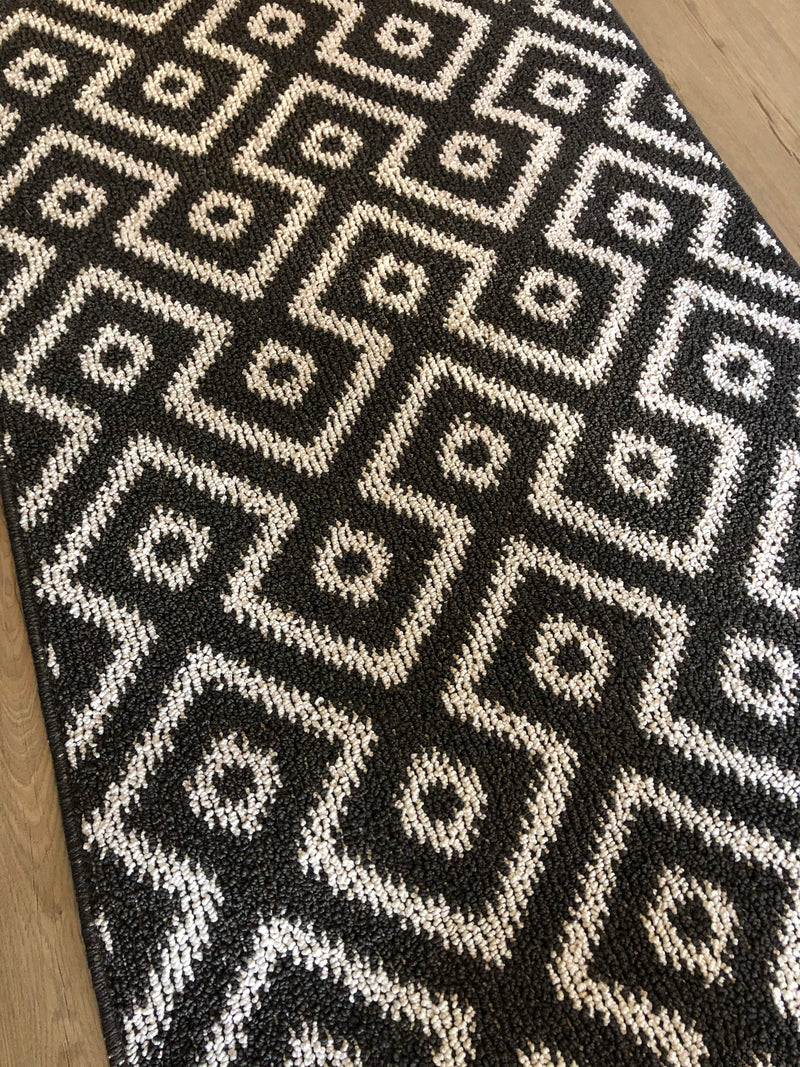 Charcoal geometric door mat rug 50x80cm