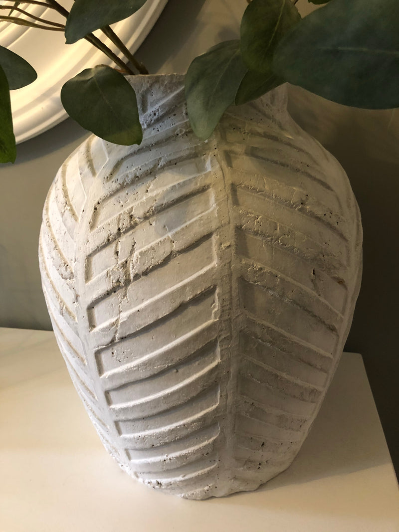 Bloomville large chevron stone rustic vase