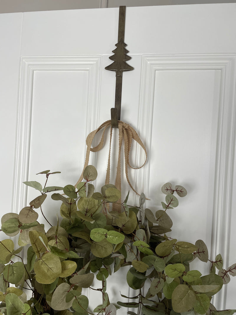 Iron Christmas tree stag reindeer star wreath door hanger hook 3 styles