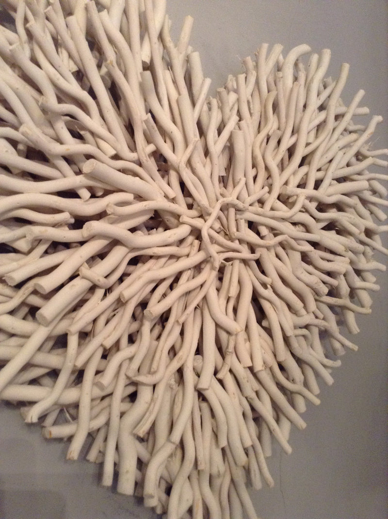 Huge white chunky twig heart