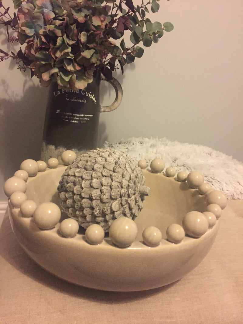 Cream Ceramic Bobble Bowl
