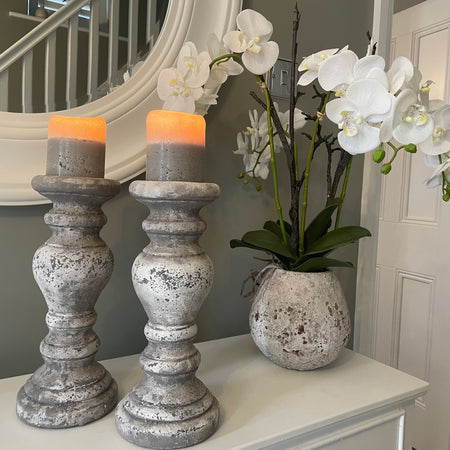 Pair of Chunky stone ch candlesticks large