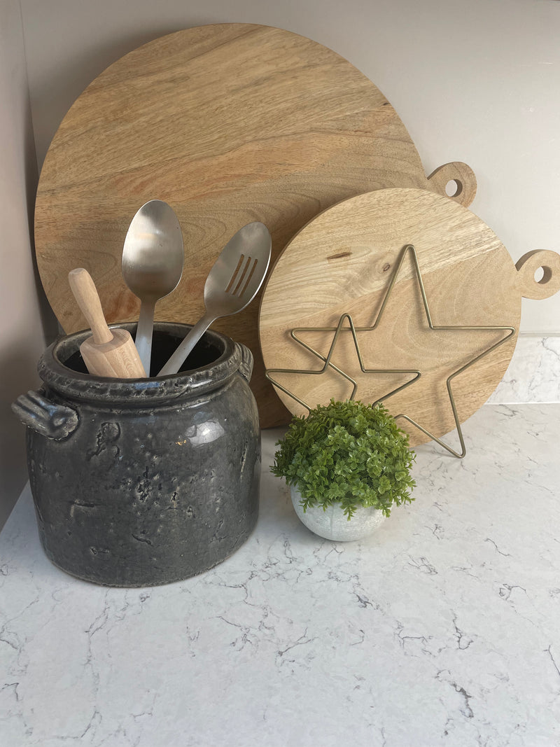 Ravello Large Charcoal Chunky Crackle Pot With Handles