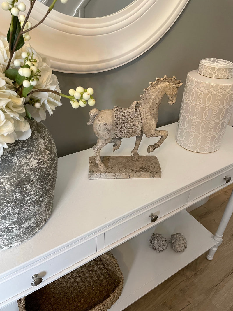 Prancing stone horse ornament
