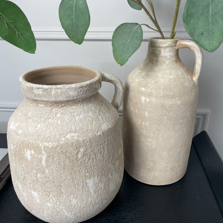 Chunky tall stone terracotta jug vase